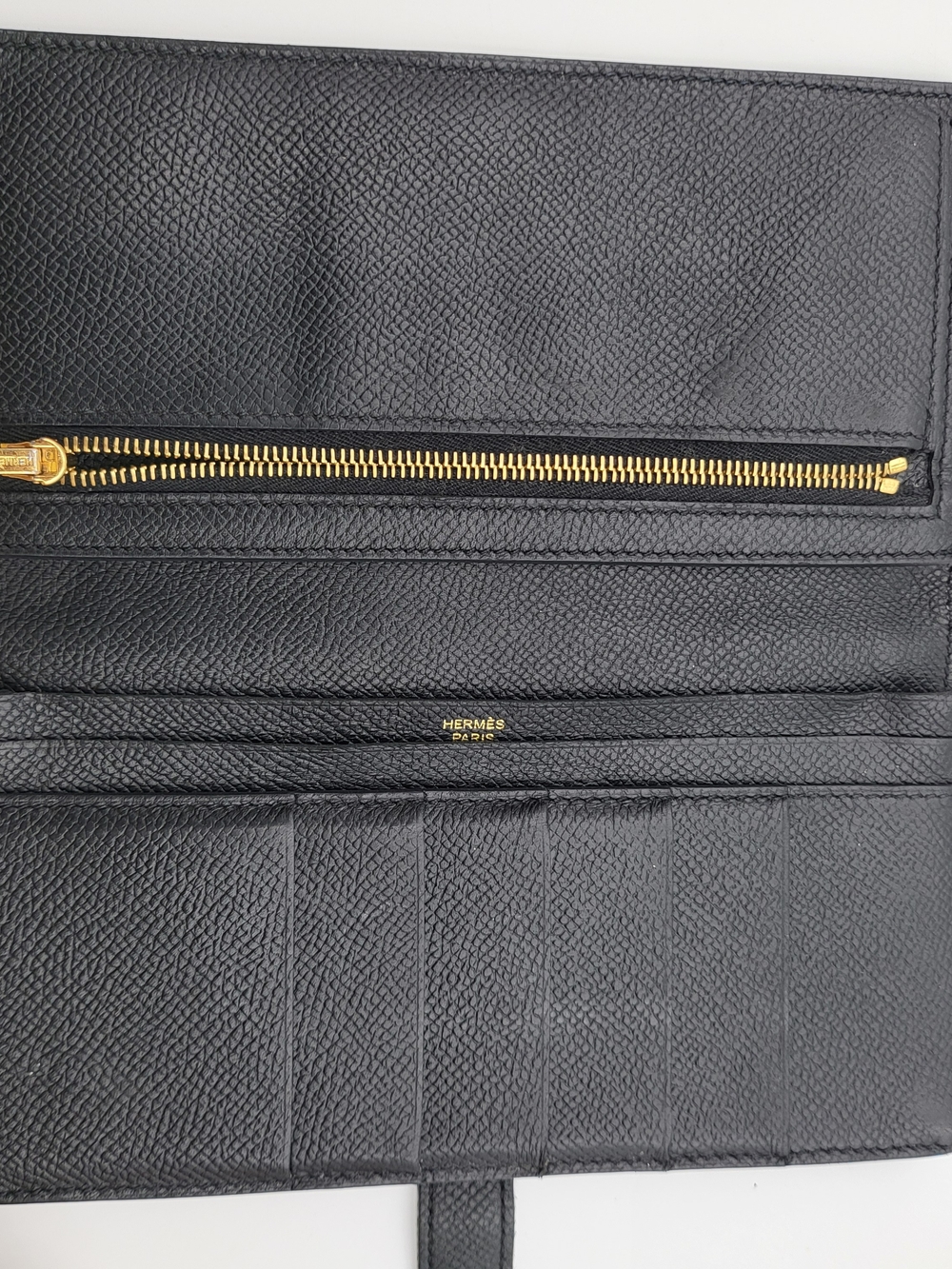 Hermes Bearn Black Epson Calfskin Leather Wallet with Gold Foil Logo,,Authentic. - Picture 9 of 16